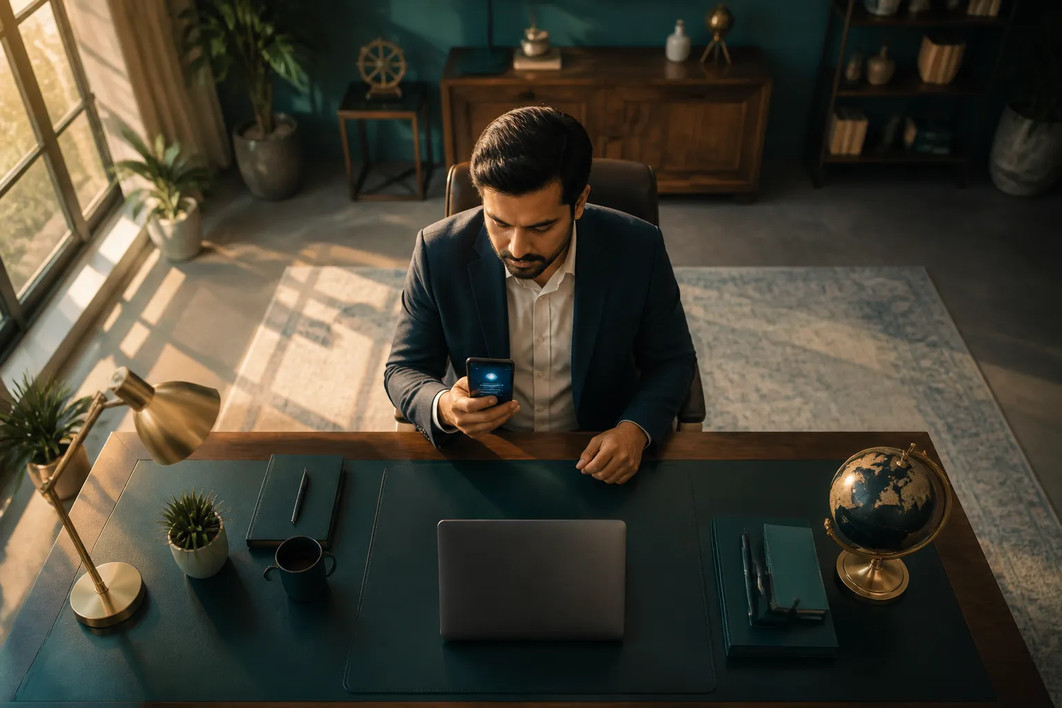 Business owner checking AI search visibility on their phone