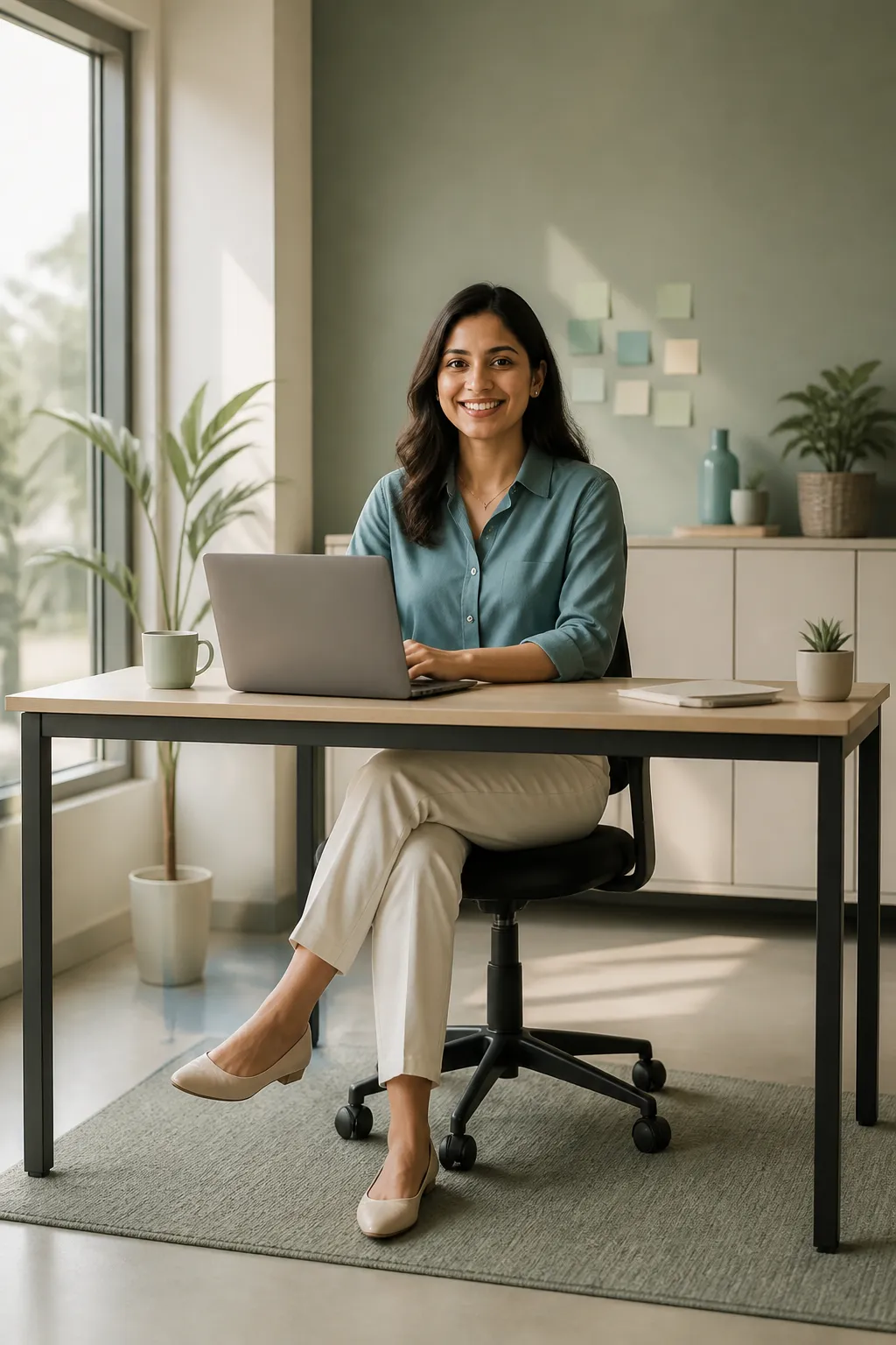Monisha Jaiswal, founder of AiGrows, at her Indore office